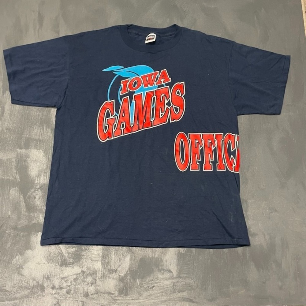 Vintage IOWA GAMES shirt mens XXL Blue 1990s USA Single stitched‎
